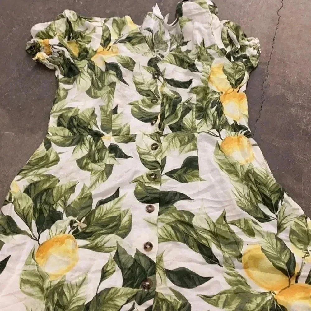 H and m lemon linen blend  dress